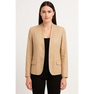 By Malene Birger Women's Tan Linen Fitted Blazer Size 36